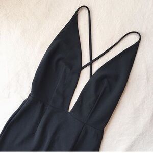Solace London Black Deep V Dress